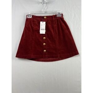 a loves a girls Corduroy Skirt Girls Size L Wine Red Button Front Pull On A-Line